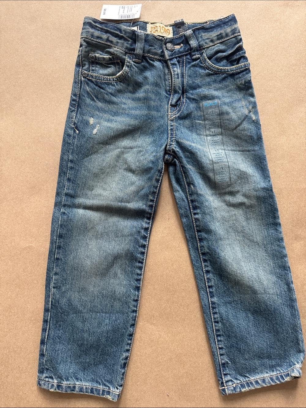 The Children's Place Blue Washed Kids Jeans-Distressed design